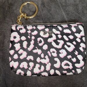 Victoria's Secret Black and Pink Animal Print Wristlet